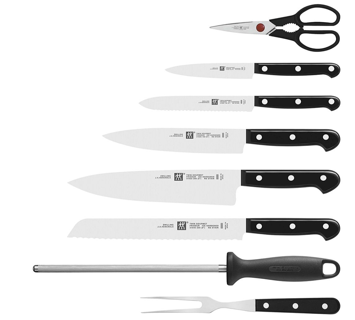 ZWILLING 9 tlg. Messerblock mit Messer und Schere aus rostfreiem Spezialstahl/Kunststoff Griff für 106,81€ (statt 140€)