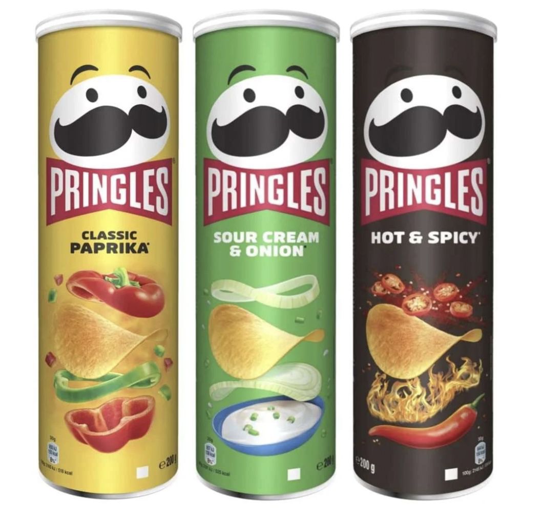 4x Pringles Kartoffelchips in den Sorten &#8222;Sour Cream &#038; Onion&#8220;,  &#8222;Hot &#038; Spicy&#8220; &#038; &#8222;Paprika&#8220; 200g Dose für 5€ (statt 9€)