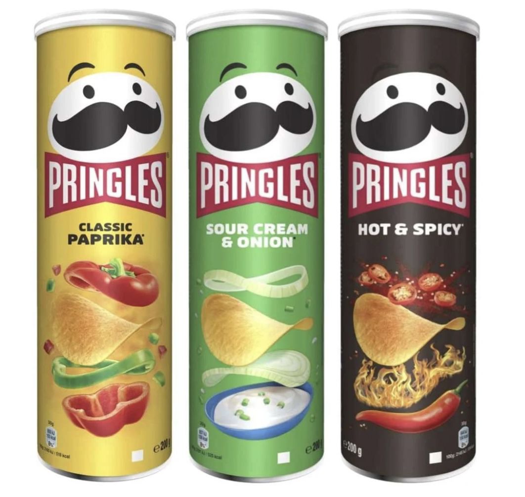 4x Pringles Kartoffelchips in den Sorten Sour Cream & Onion,  Hot & Spicy & Paprika 200g Dose für 5€ (statt 9€)