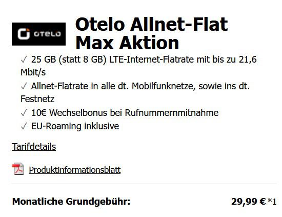 Google Pixel 6 mit 128GB für 4,99€ + Vodafone Allnet Flat von otelo mit 25GB LTE für 29,99€ mtl.