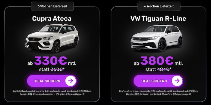 MeinAuto Black Leasing Deals   z.B. BMW X1 ab 390€ mtl.