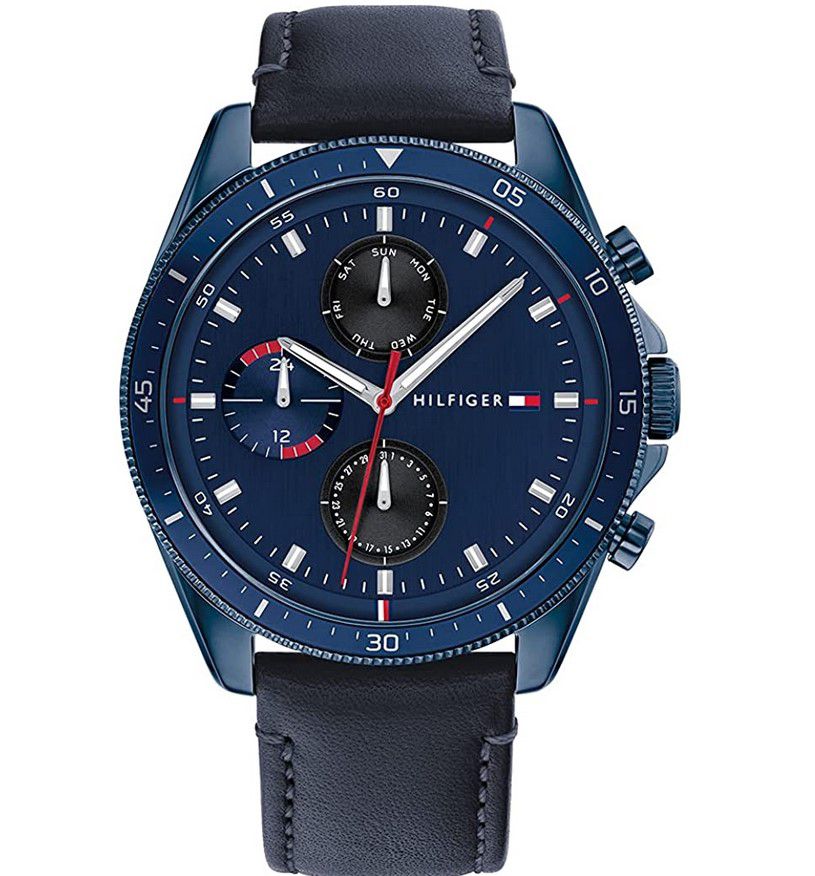 Tommy Hilfiger Parker   Blaue Herrenuhr mit Lederarmband für 89,74€ (statt 106€)