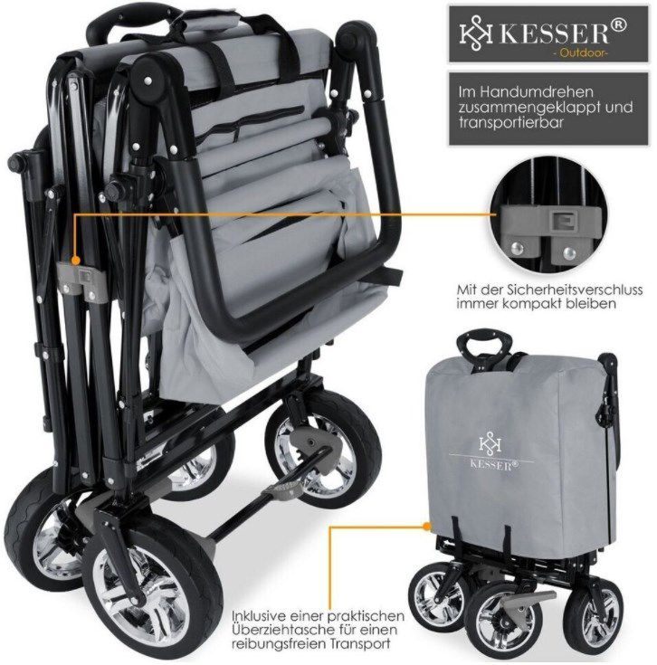 Kesser GT9000 Bollerwagen   faltbar mit Dach bis 80Kg in Grau für 129,80€ (statt 147€)