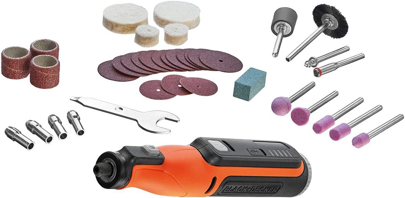 Black+Decker BCRT8I Akku Multifunktionswerkzeug mit 36 tlg. Zubehör für 28,99€ (statt 45€)   Prime