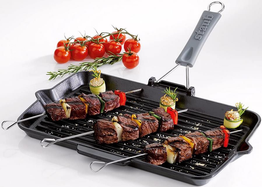 Staub Gusseisen Grillpfanne, rechteckig mit Silikongriff 34 x 21 cm für 56,99€ (statt 66€)