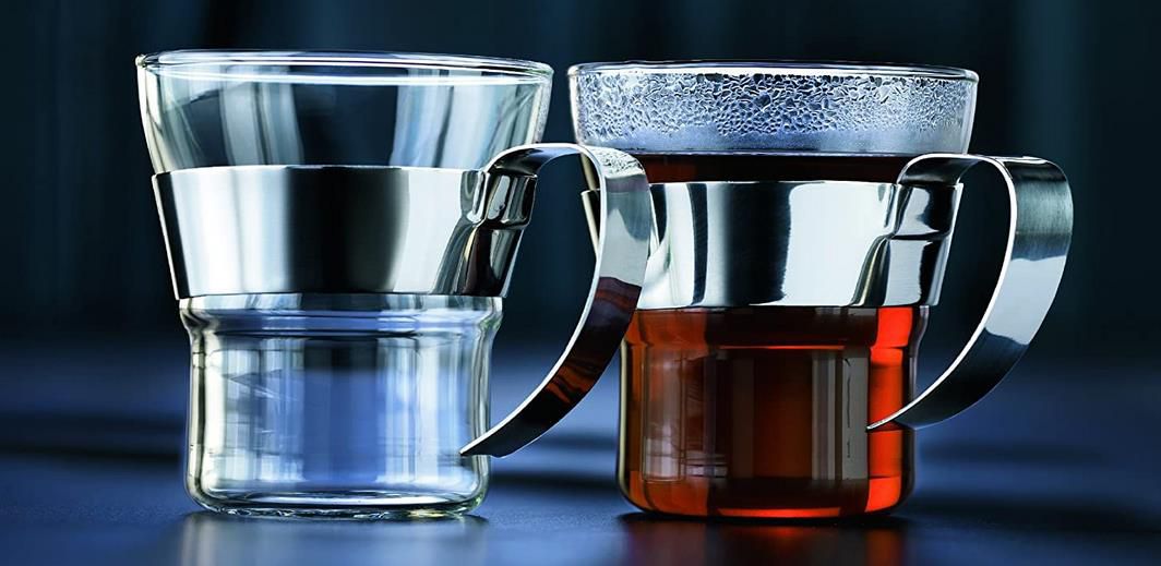 Bodum Assam 2 teiliges Kaffeeglas Set mit Metalgriffen für 9,99€ (statt 22€)   Prime