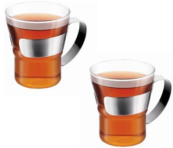 Bodum Assam 2 teiliges Kaffeeglas Set mit Metalgriffen für 9,99€ (statt 22€)   Prime