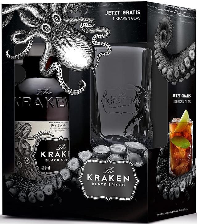 The Kraken Black Spiced Rum mit Glas in Geschenkverpackung, 0,7L für 17,99€ (statt 26€)   Prime