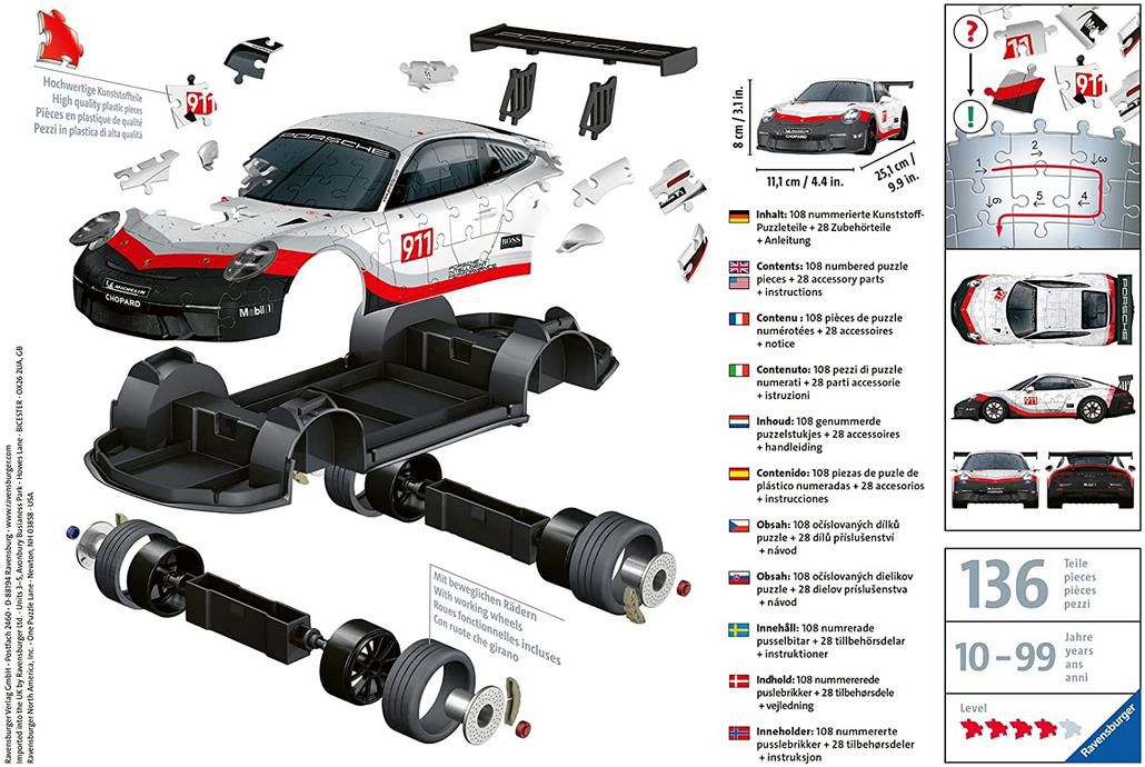 Ravensburger 3D Puzzle Porsche 911 GT3 Cup für 14€ (statt 23€)