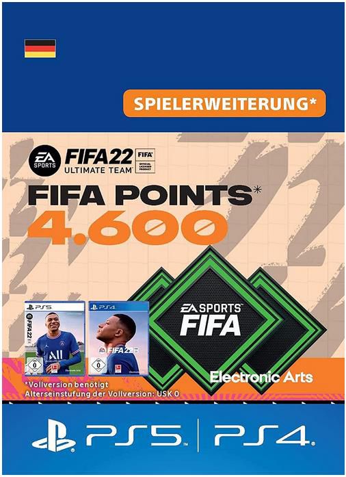 FIFA 22 Ultimate Team   4.600 FIFA Points   PS4 / PS5 für 35,99€ (statt 40€)