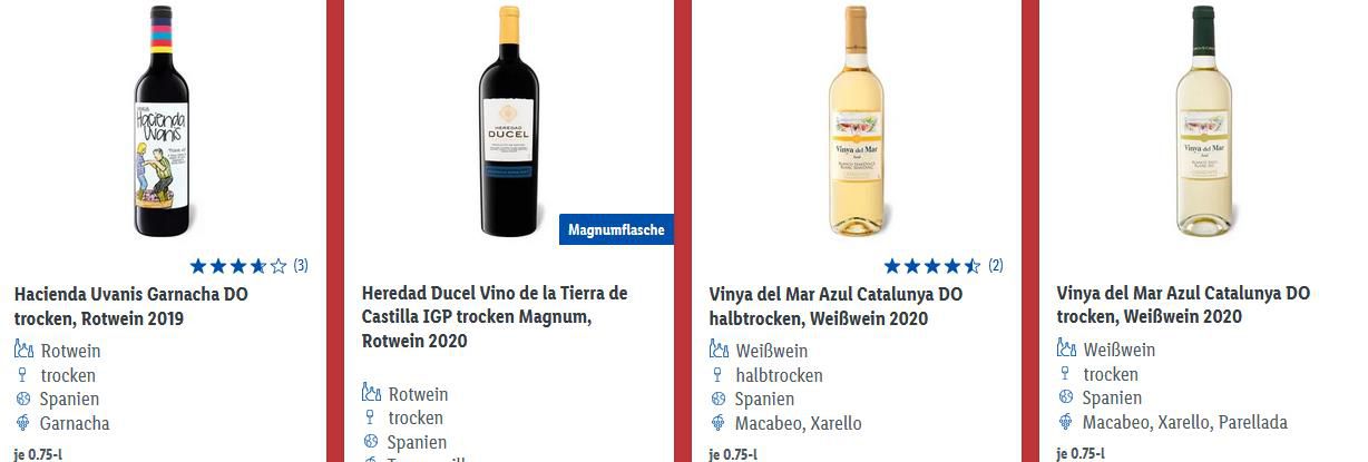 Lidl Weinwelt: 30% Rabatt auf ausgewählte Weine   Versandkostenfrei ab 59€