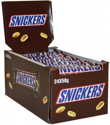 48x Snickers je 50g   2x 24 x 50g für 14,98€ (statt 28€)   MHD: 27.02.2022