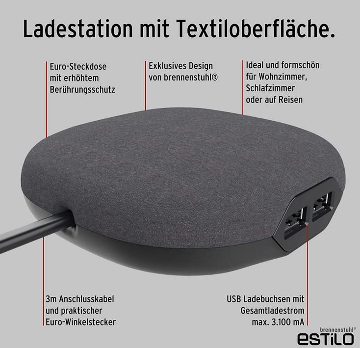 Brennenstuhl estilo Ladestation mit Textiloberfläche für 12,56€ (statt 22€)