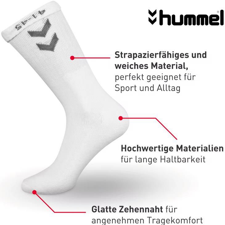 12er Pack Hummel Basic Socken in Weiß für 13,98€ (statt 20€)