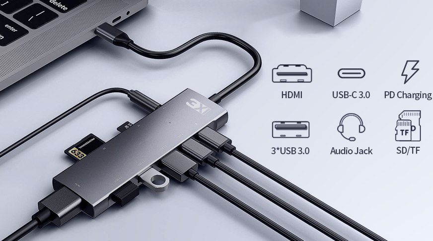 3XI 9in1 USB C Hub mit HDMI, 60W PD 3.0 & mehr für 22,99€ (statt 46€)