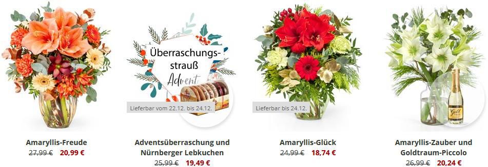 Valentins: 25% Rabatt auf Sträuße   z.B. Blumenstrauß Santa Claus für 23,98€ (statt 30€)