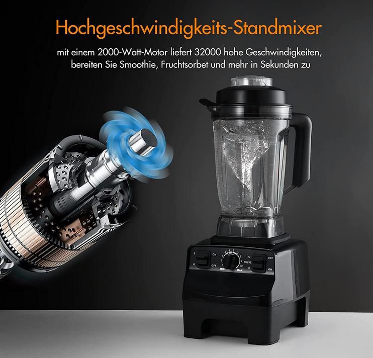 Phatodes 2.000W Standmixer mit 10 Stufen, 2L Behälter & 8 Edelstahlklingen für 44,99€ (statt 98€)