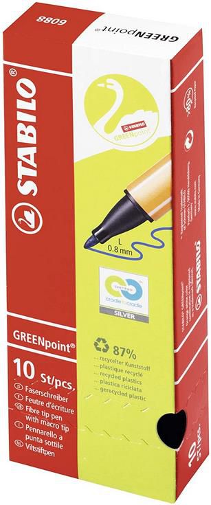 10er Pack STABILO GREENpoint   Umweltfreundlicher Filzschreiber für 5,80€ (statt 10€)   Prime