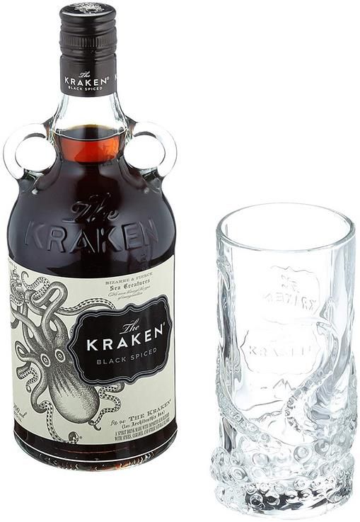 The Kraken Black Spiced Rum mit Glas in Geschenkverpackung   40,0 Vol. % / 0,7L für 22,99€ (statt 30€)   Prime