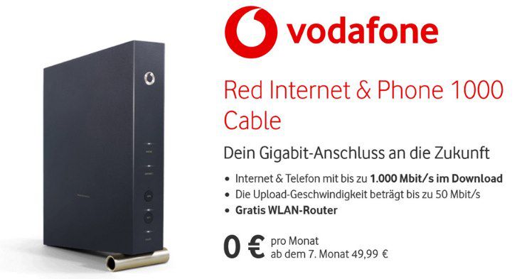 Vodafone Cable 1000 für 0€ mtl. in den ersten 6 Monaten inkl. 200€ Auszahlung + 75€ Amazon Gutschein für 1€ – effektiv 26,03€ mtl.