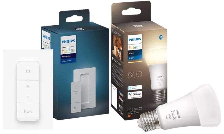 Philips Hue Dimmschalter + Philips White LED Lampe E27 ab 16,99€ (statt 29€)