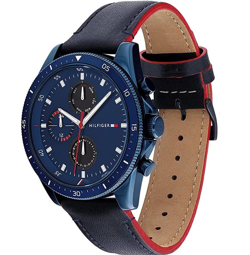 Tommy Hilfiger Parker   Blaue Herrenuhr mit Lederarmband für 89,74€ (statt 106€)