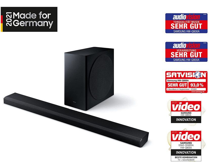 Samsung HW Q 800 A Soundbar + Back Lautsprecher für 589€ (statt 804€) + 100€ Geld zurück