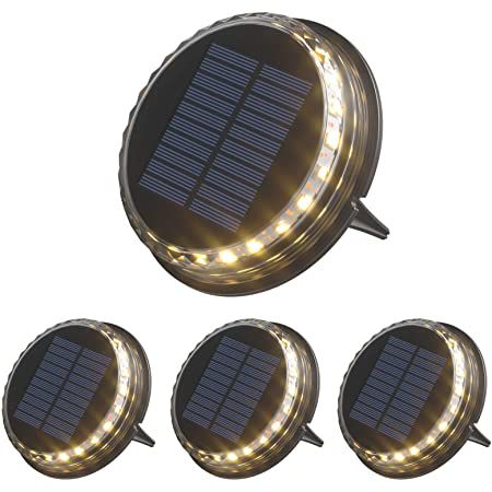 4x Decdeal Solar Bodenleuchten mit 17 LEDs in Warmweiß und IP68 für 9,99€ (statt 36€)