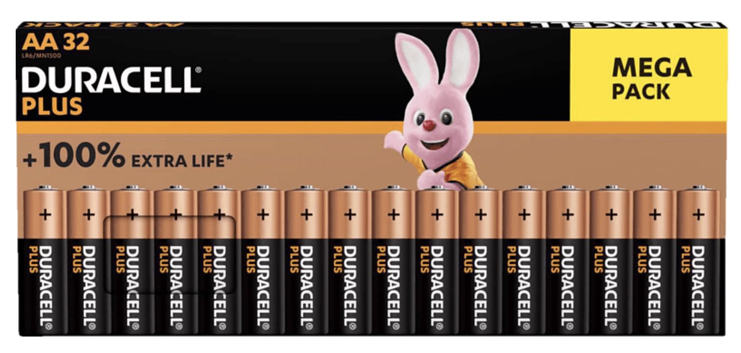 32er Pack DURACELL Plus AA oder AAA Alkaline Batterien ab 11€ (statt 19€)