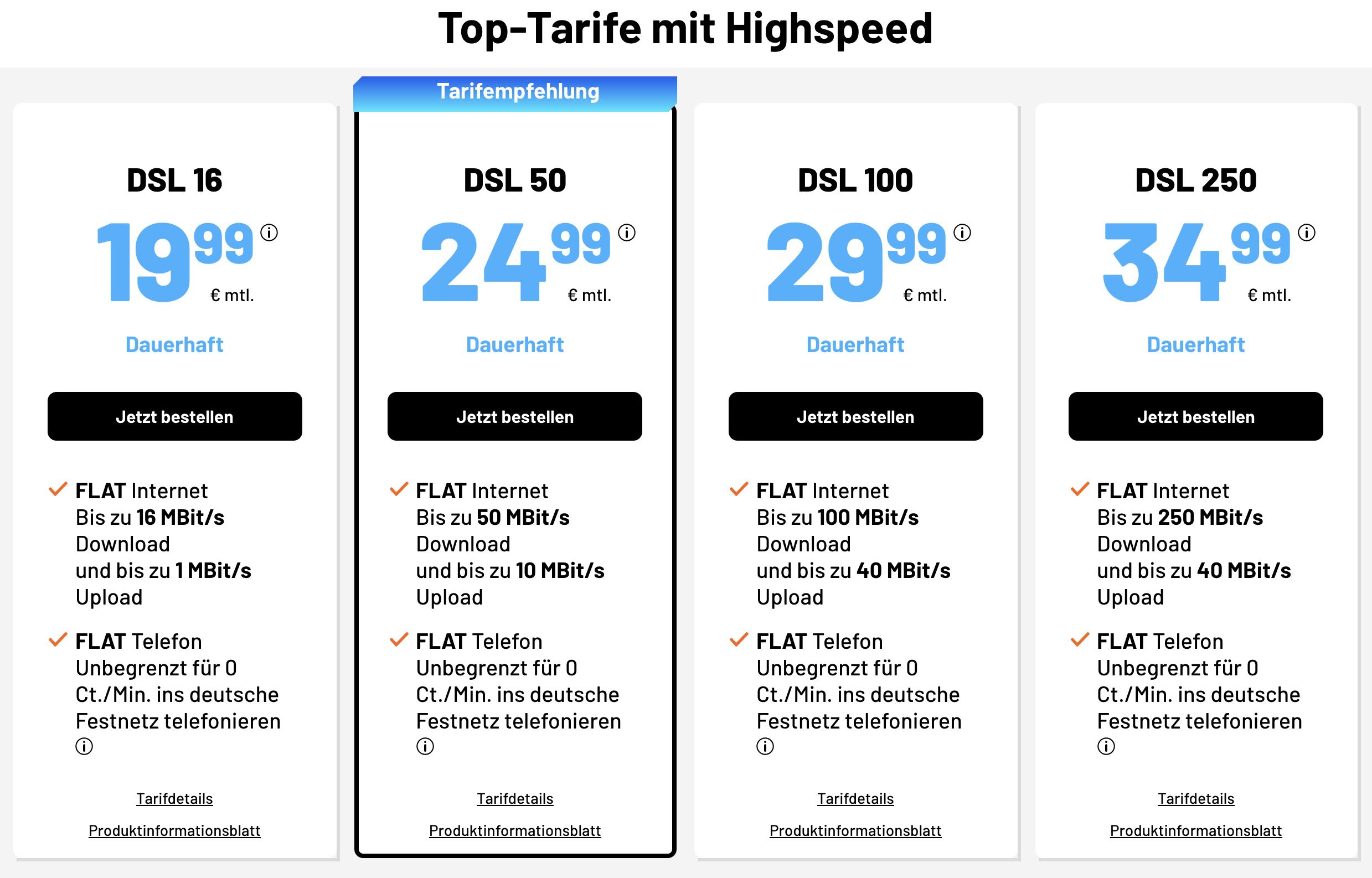Sim.de: 1&1 DSL Angebote dauerhaft reduziert   z.B. DSL 250 für 34,99€ mtl.
