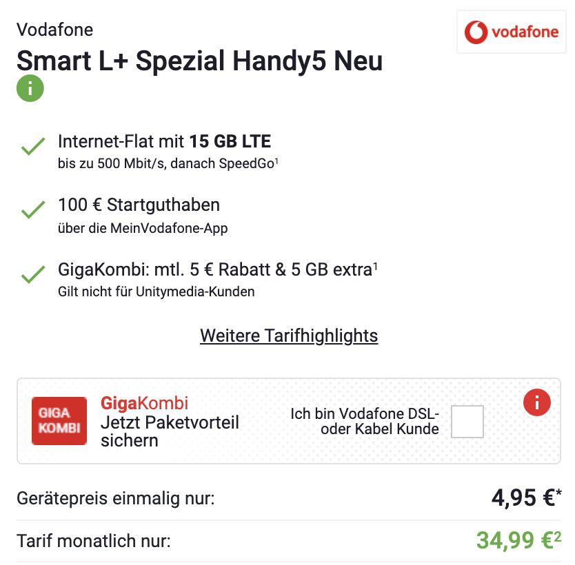 Samsung Galaxy S21 FE 5G mit 128GB für 4,95€ + Vodafone Allnet Flat mit 15GB LTE für 34,99€ mtl. + 100€ Startguthaben