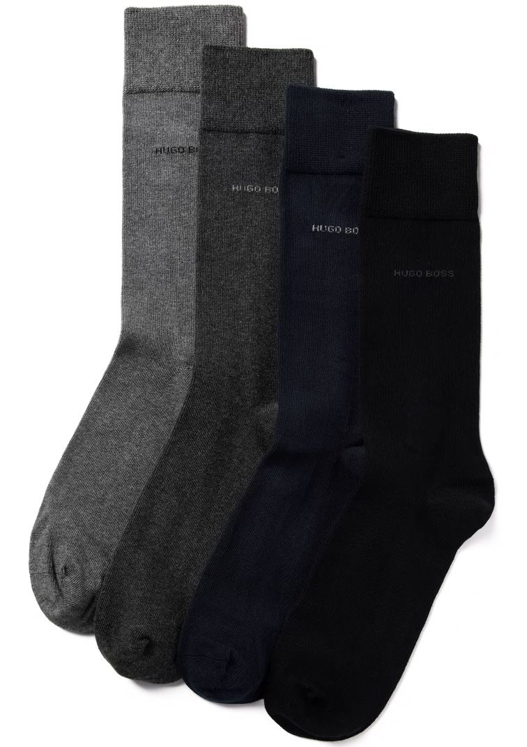 4er Pack BOSS Socken mit Label Stitching in Geschenkbox (Gr. 40/46) für 15,99€ (statt 30€)