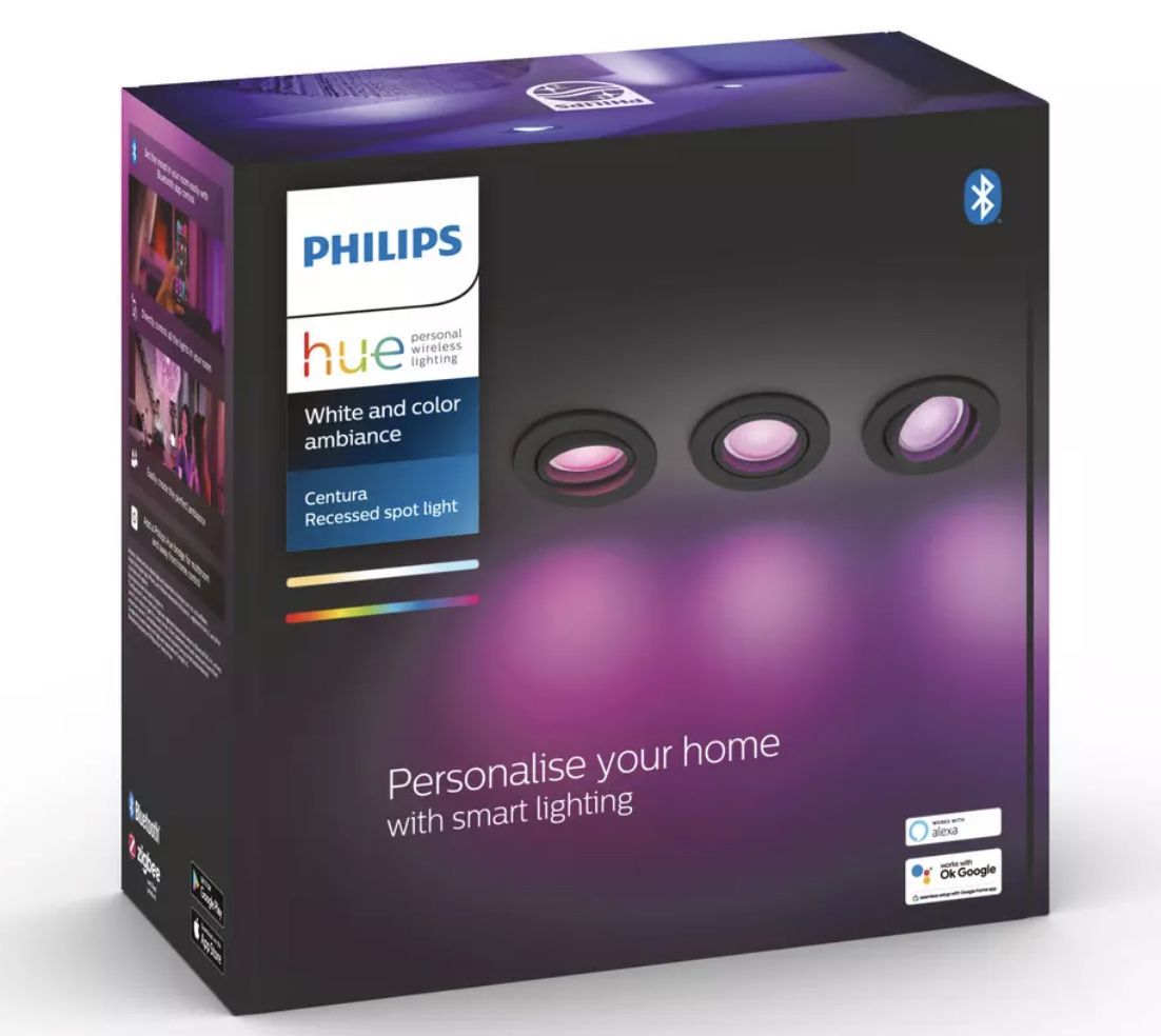 3er Pack Philips Hue Centura Deckeneinbauleuchten in Schwarz für 119,48€ (statt 132€)
