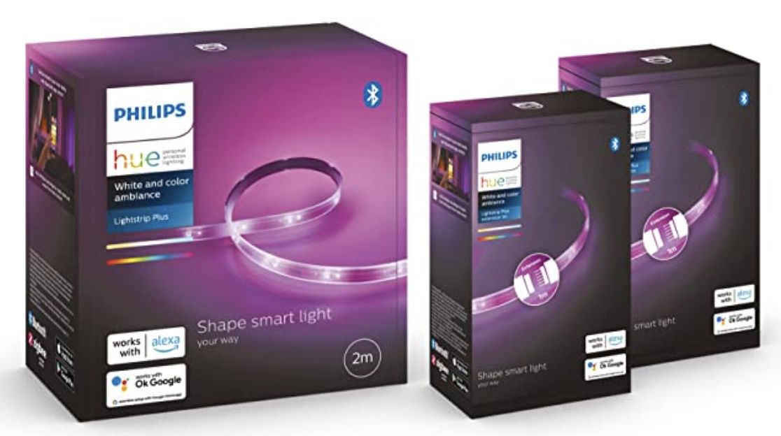 Philips Hue LightStrip Plus 2m Basis + 2m Erweiterung für 79,99€ (statt 97€)