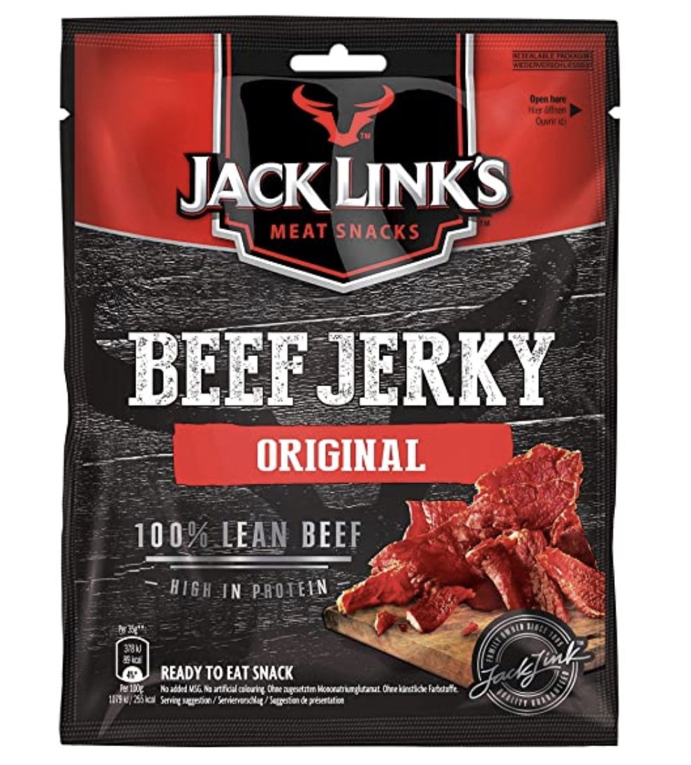 12er Pack Jack Links Beef Jerky Original Proteinreiches Trockenfleisch vom Rind ab 14,22€ (statt 25€)   Prime Sparabo