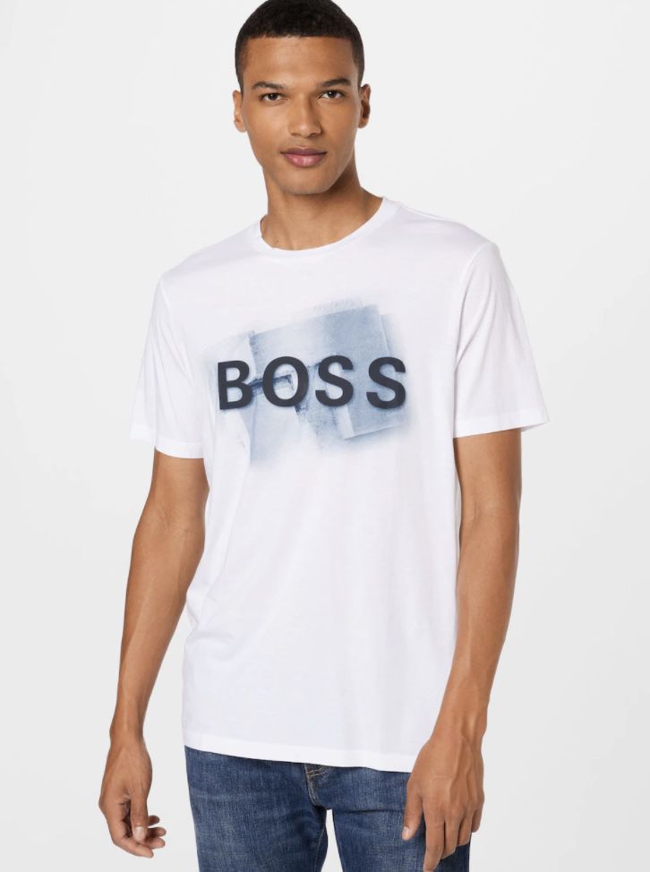 BOSS Print Logo Herren T Shirt in Weiß für 23,95€ (statt 42€)