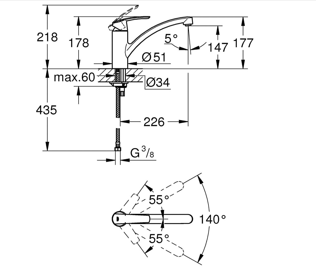 GROHE Start 140° Schwenkbereich für 55,90€ (statt 90€)