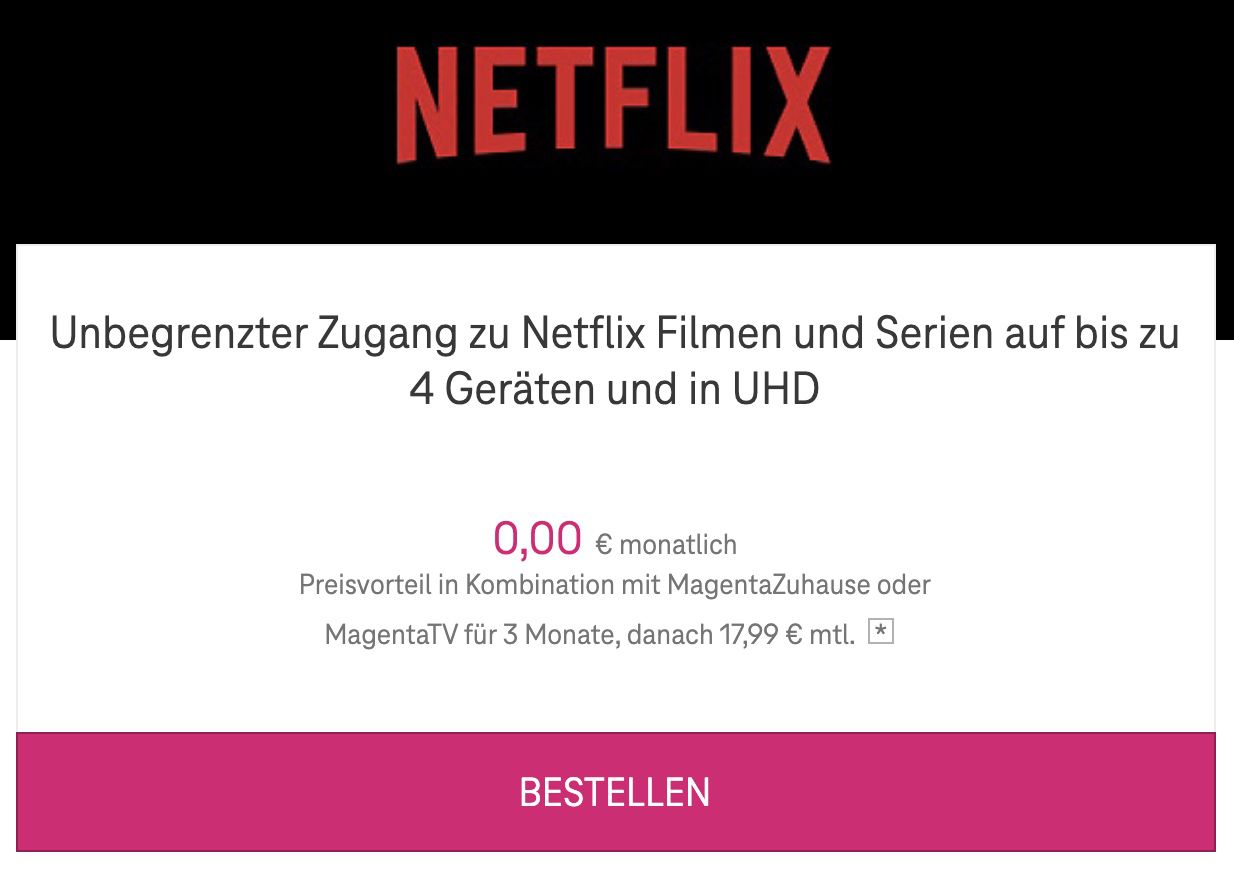 Telekom Kunden: 12 Monate Netflix Premium für 161,91€ (statt 216€)