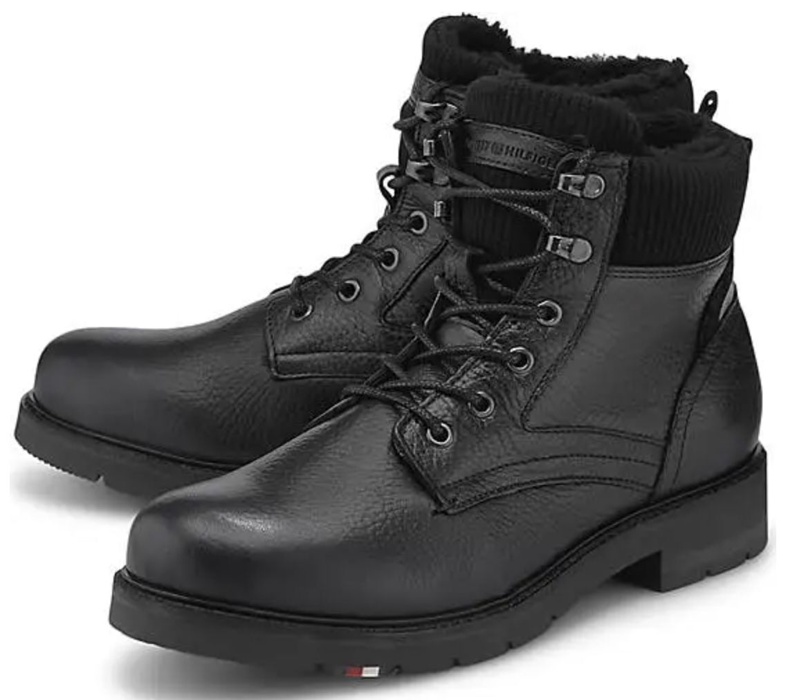 Tommy Hilfiger Warm Corporate Mix Lace Winter Boots aus Echtleder für 84,95€ (statt 124€)