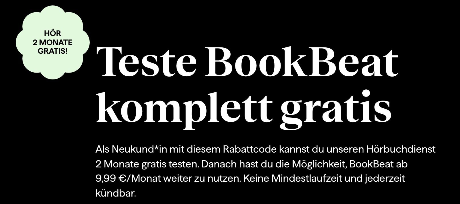 BookBeat Hörbuch Service 8 Wochen GRATIS ausprobieren