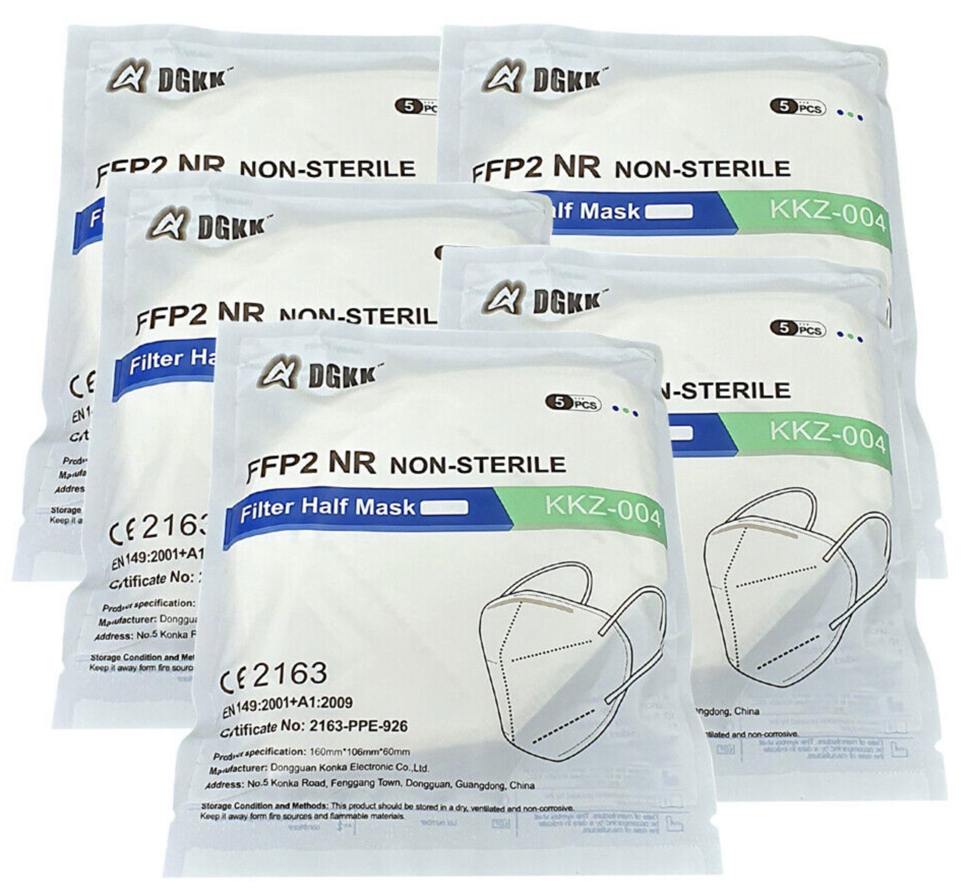 150er Pack FFP2 Masken CE2163 für 12,49€