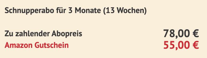 78 Ausgaben BILD Zeitung für 78€ + Prämie: 55€ Amazon Gutschein