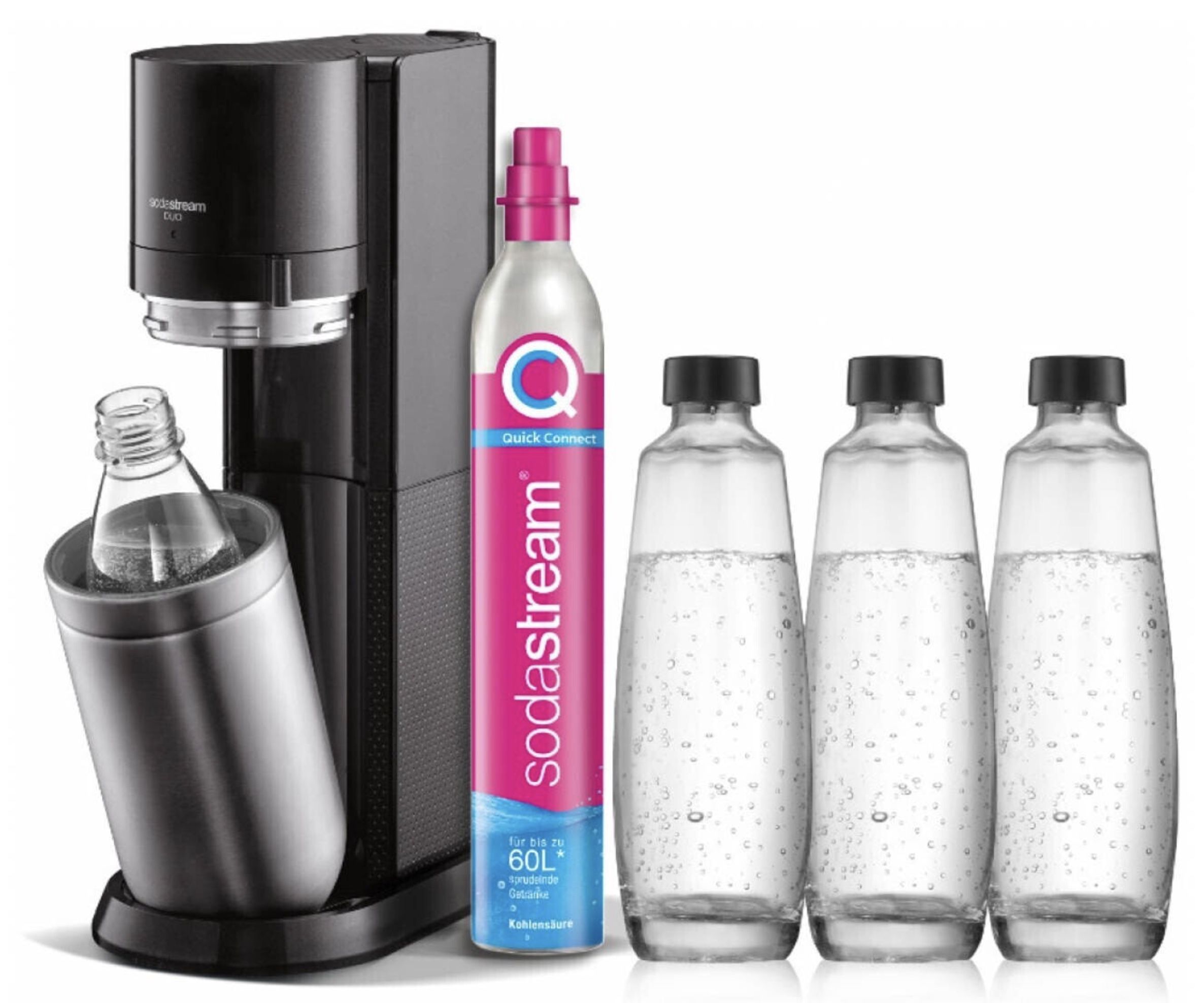 SodaStream Duo Wassersprudler inkl. Reservezylinder & 4 Flaschen ab 97,46€ (statt 125€)