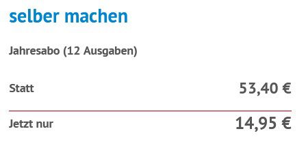 Jahresabo „Selbermachen“ für 14,95€ (statt 53€)