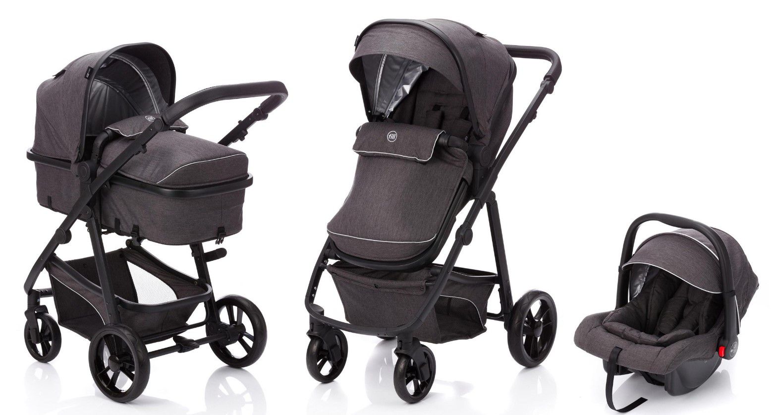 fill Kinderwagen Set Panther Elite 3 in 1 Dunkelgrau für 152,99€ (statt 266€)