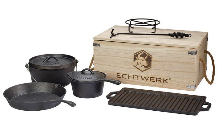 Echtwerk Dutch Oven 7 teiliges Gusseisen Grillset für 51,49€ (statt 74€)