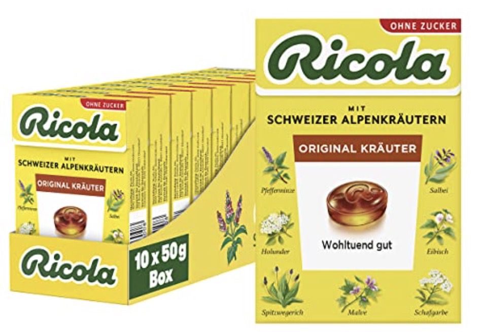 10x Ricola Original Schweizer Kräuterbonbon 50g ab 13,17€ (statt 17€)