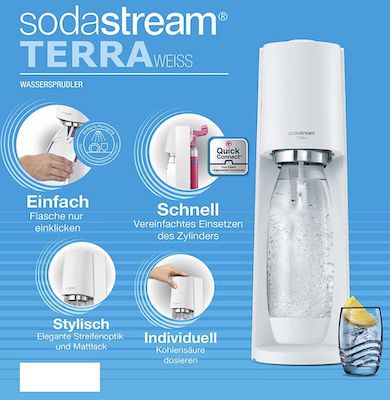 SodaStream Terra Wassersprudler inkl. 3 PET Flaschen für 64,99€ (statt 74€)