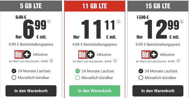 BILDplus + o2 Allnet Flat mit 11GB LTE für 11,11€ mtl.   auch ohne Laufzeit
