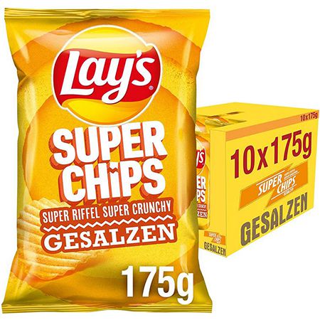 10er Pack Lay&#8217;s Superchips Gesalzen &#8211; 175g Beutel für 11,45€ (statt 16€) &#8211; Prime